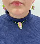 Opaque Lime and Pink Make This Necklace and Earrings Perfect for Summer! New! - RealThreads